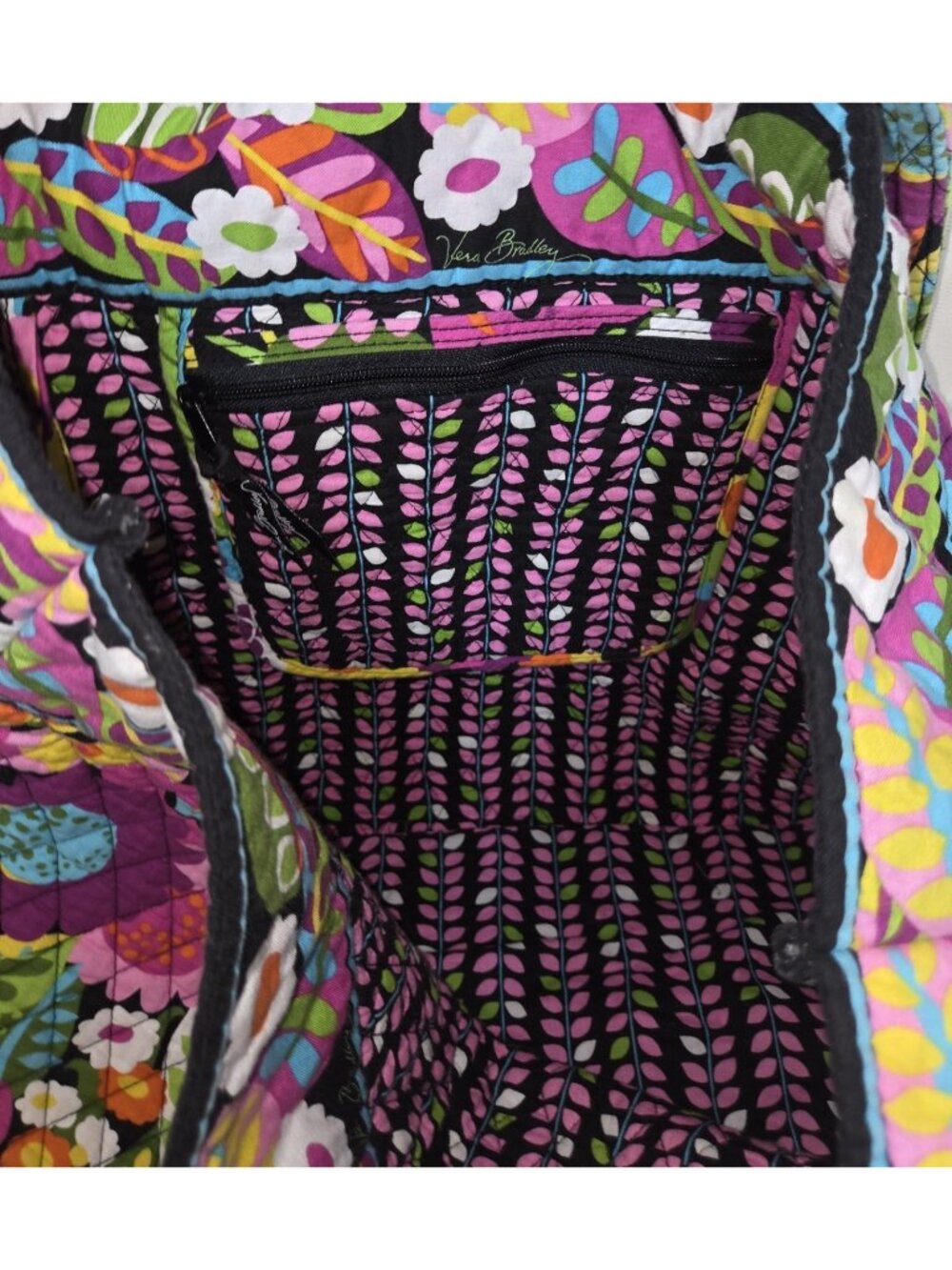 Vera Bradley Va Va Bloom Floral Large Tote Bag Purse Flowers Quilted Retired - Picture 6 of 8